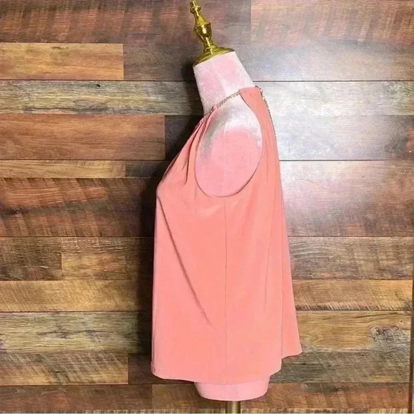 Ramy Brook Rosette Top with Gold Chain Detail in Deco Rose (Peach), Size XS. NWT - Picture 8 of 11